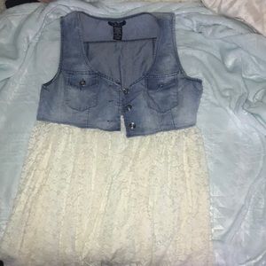 Jeantop/lace bottom tank top